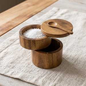 Wooden Spice <b>Jar</b> with Wooden Lid 250mL Capacity Eco-Friendly Durable Classic Design Multifunction <b>Kitchen</b> Countertop <b>Storage</b> - Product Image 3