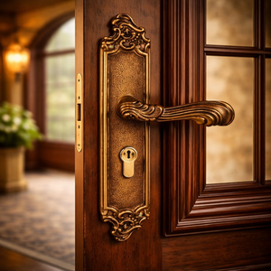 Manija de Puerta Aqua Motus de Diseño, 15 Pulgadas |   Manija de palanca texturizada de latón antiguo |   Herrajes Arquitectónicos de Primera Calidad para Puertas - Product Image 2