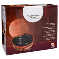 Tocadiscos Vintage con Maletín de Madera VT30, Reproductor de Discos de 3 Velocidades, Bluetooth, Convertidor USB a MP3, Altavoces Integrados, Genérico