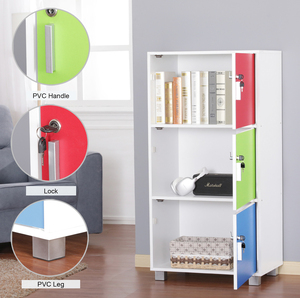 Essence 3-Tier Large Storage Cabinet <b>Locks</b> Legs Modern Minimalist Design for Home Furniture Multipurpose Multifunction Model - Product Image 2