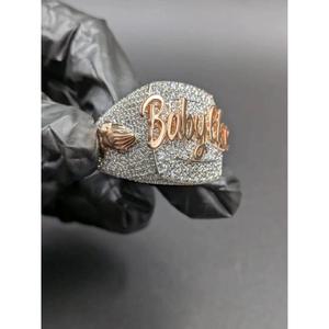 Round Cut Diamond <b>Ring</b> Iced Moissanite <b>Custom</b> Name <b>Ring</b> 925 Silver 14K White & Rose Gold Plated Hip Hop Jewelry for Men's - Product Image 1
