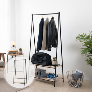 Multi-Functional Modern 2 Tier for Metal & Wood Shelves Floor Standing Clothing <b>Rack</b> - Product Image 1