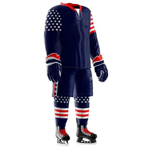 Ensembles d'uniformes de hockey sur glace personnalisés grande taille avec impression par sublimation, respirants, 100 % polyester, écologiques, service OEM - Product Image 3