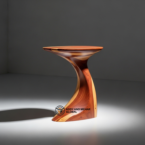 Luxury Sculptural Tapered Solid Wood Side <b>Table</b> Modern Handcrafted Cedar Ottoman & End <b>Table</b> for Designer Home Hotel Decor - Product Image 1