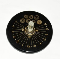 Horloge solaire cosmique artisanale en pierre semi-précieuse avec cube Metatron gravé et avec un crayon à quartz