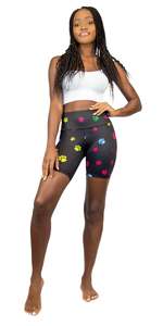 Shorts de sport pour femmes à taille basse élastique, en coton et élasthanne imprimé, tricotés, séchage rapide, avec cordon de serrage et motif floral - Product Image 1