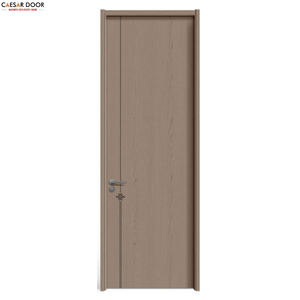 Porte d'entrée d'hôtel/appartement moderne en bois massif, contreplaqué MDF, placage grain de bois, anti-moisissure, anti-étirement, pré-montée - Product Image 1