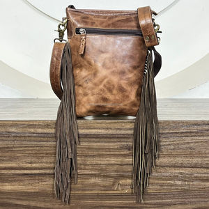 Wholesale Luxury Fashion Tooled Suede Fringe Genuine Cowhide Leather Hair-On Hide Black & White Checkered Shoulder Bag Women's - Product Image 5