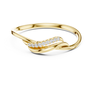 Anillo solitario de oro amarillo macizo de 14k para mujer con diamante de corte redondo minimalista Wave Ribbon, ideal para compromiso, aniversario o regalo de boda. - Product Image 1