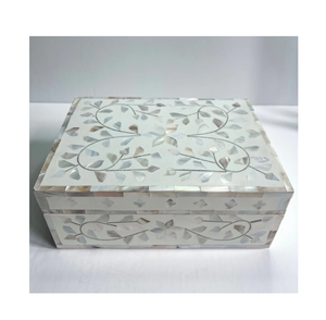 Decorative Floral MOP Inlay Jewelry <b>Box</b> Handmade Modern <b>Shelf</b> <b>Box</b> Jewelry Organizer for Trending Gifting Vanity& Jewelry Display - Product Image 3