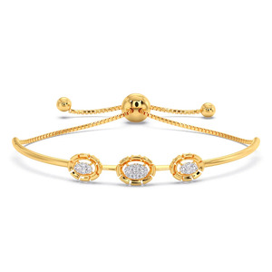 Pulsera de Diamantes Triple Halo con Deslizador Ajustable en Oro Amarillo y Elegante Diseño Central de Racimo Ovalado - Product Image 2