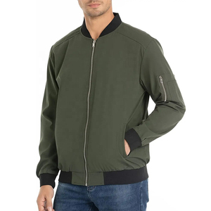 Mens Winter Soft Fabric Bomber <b>Jacket</b> Casual Street Style Zipper Front Comfortable Rib Knit Cuffs Functional Pocket Finished - Product Image 3