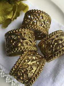 Anillo de Servilleta de Metal de Lujo, Diseño de Flor de Rosa Plana Dorada con Corte Láser, Decoración para Mesa de Boda, Anillo de Servilleta Dorado de Lujo - Product Image 3