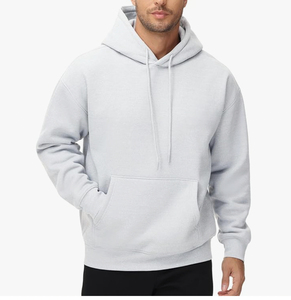 Sudadera con Capucha Gris Claro para Hombre, Corte Regular, Algodón, Felpa, Informal, Color Sólido, con Bolsillos, para Otoño - Product Image 1
