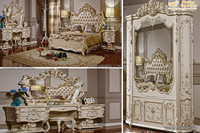Ensemble de meubles de chambre à coucher en teck de style victorien et européen, élégant et vintage, suite de chambre à coucher exclusive sculptée à la main