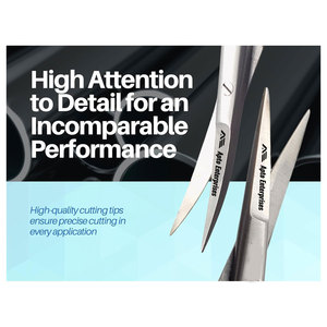 กรรไกรผ่าตัดคุณภาพสูง ได้รับการรับรองมาตรฐาน CE แบบตรงและโค้ง ขนาด 4.5 นิ้ว ตัดได้คมกริบ ปลายแหลม สำหรับการผ่าตัด กำจัดติ่งเนื้อ กำจัดติ่งเยื่อหุ้มฟัน - Product Image 3