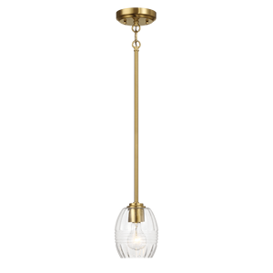 Lampadario a sospensione singola Vista con catena, in vetro trasparente e ottone satinato - Product Image 3