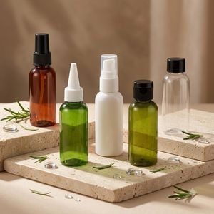 Cosmetic <b>Bottle</b> Round PET 50ml Amber Green Clear <b>Plastic</b> <b>Spray</b> Pump Cap for Essential Oil Skin Care Packaging Factory Vietnam - Product Image 4