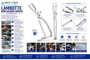 Pinzas para Sujetar Huesos ZETOMEDPRO LAMBOTTE, Longitud Ajustable 21.6 cm (8-1/2 pulgadas), Modelo MA-13-159, Certificación CE - Product Image 2