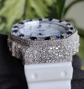 Reloj de Lujo para Hombre con Cristales de Moissanita Azules, Banda de 20 mm, Estilo Hip Hop, Diamantes VVS1 - Product Image 4