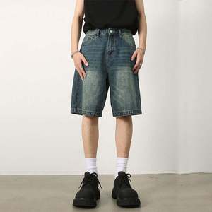 Pantalones Cortos de Mezclilla para Hombre, Estilo Casual de Verano, Tejido de Punto, Corte Recto, Transpirables, con Cierre de Cremallera y Presillas para Cinturón, Más Vendidos - Product Image 3