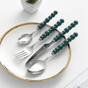 Modern Gold Flatware <b>Set</b> With <b>Black</b> Handles Dishwasher Safe <b>Cutlery</b> Stainless Steel Resin Handle Wedding Tableware - Product Image 5