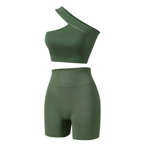 ชุดออกกำลังกายไร้รอยต่อสำหรับผู้หญิง ชุดออกกำลังกายสองชิ้น เสื้อแขนยาว กางเกงเลกกิ้ง ชุดโยคะ - Product Image 2