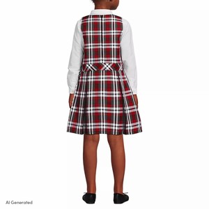 Robe d'uniforme scolaire pour l'école primaire, jupe écossaise longue jusqu'aux genoux, personnalisable, uniforme scolaire pour filles, haut d'uniforme scolaire, haut écossais long jusqu'aux genoux - Product Image 3