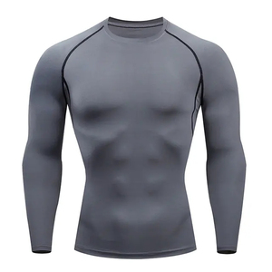 Solid Design <b>Men</b> Shirt Sports Wear Solid Colour Long Sleeves Rash Guard With Customized Logo Wholesale Rate Fitness Workout Gym - Product Image 3