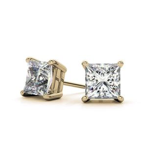 Pendientes de oro de 18k con diamantes auténticos, corte princesa, diamantes VS1, joyería para mujer, regalo, recuerdo de compromiso - Product Image 4