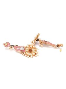 Boucles d'oreilles Jhumka en or rose avec motif paon, bijoux ethniques faits à la main pour mariage - Product Image 3