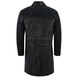 Manteau long en cuir pour homme sur mesure, veste d'hiver en cuir véritable sur mesure, en vente en ligne - Product Image 2