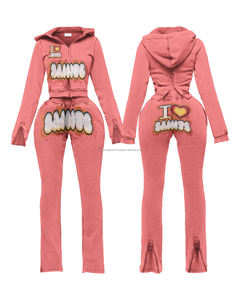 ชุดเซ็ตเสื้อฮู้ดดี้และกางเกงวอร์มผู้ชายสไตล์สตรีทแวร์แบบดิสเทรส ลวดลายฟอกสีซีดจาง ผ้าฝ้าย 100% พร้อมซิปและประดับคริสตัล - Product Image 4