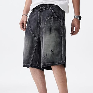 Wholesale Acid Wash Denim Jorts Vintage Streetwear Loose Fit Cotton Jean <b>Shorts</b> OEM Supplier - Product Image 2