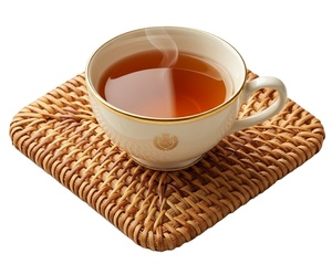 Sous-verres carrés modernes faits à la main en corne/MDF, tapis de tasse tissés écologiques, absorbants et résistants à la chaleur pour café et cuisine - Product Image 1