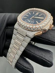 Reloj de Lujo para Hombre de Acero Inoxidable Estilo Hip Hop con Diamantes VVS Moissanite de Alta Tendencia, Engaste Completo Pavé, Movimiento de Cuarzo, 22mm, Iced - Product Image 1