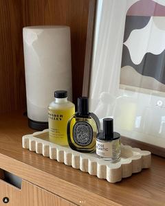 Plateau de service rectangulaire en marbre beige, fait main, moderne, résistant au feu, décoratif pour la cuisine, le salon, la villa, revêtement mural - Product Image 3