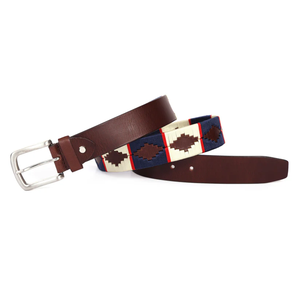Cinturón de Cuero Indio Marrón Oscuro con Hebilla Azul Hielo y Franja Roja, de la Mejor Calidad, Hecho con Aleación Genuina - Product Image 4