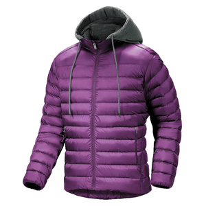 Custom Men Lightweight <b>Packable</b> Puffer <b>Jacket</b> with fleece Hooded Insulated Thermal Puffy Winter <b>Jackets</b> for Running Travel - Product Image 2