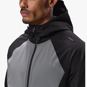 Chaqueta Deportiva Negra con Capucha para Hombre, Cortavientos, Manga Larga, Diseño Color Block, Ligera, de Poliéster, para Primavera, Corte Regular - Product Image 6