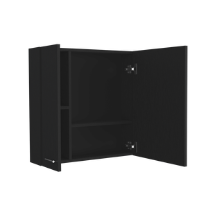 Armadietto Portamedicinali Prague a Una Porta con Quattro Ripiani Interni, Finitura Nero Wengue per Bagno - Product Image 6