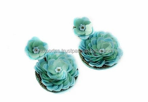 ต่างหูห้อยประดับลูกปัดทำมือลายใบไม้หลากสีสไตล์อินเดีย ขนาดสั่งทำได้ เหมาะสำหรับทุกเพศทุกวัย ใช้ในงานปาร์ตี้ เครื่องประดับแฟชั่นจากอินเดีย - Product Image 2