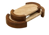 Marbre décoratif de luxe avec plateau combiné en bois/marbre façonné personnalisé avec plateau de mélange de bois/plateau en marbre antique pour hôtel