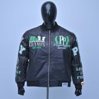 Blouson Bomber en Cuir Noir de Qualité Supérieure pour Homme, Broderie Frontale, Rivets Décoratifs, Écologique, Chauffant, Coupe-Vent, Hiver, Streetwear