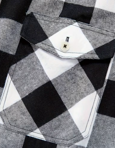 Chemise en flanelle à carreaux noirs et blancs à manches longues en coton, vêtement décontracté, taille adulte, Hardihood International - Product Image 4