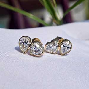 Pendientes de Diamantes Cultivados en Laboratorio de 1.00CT con Corte Corazón y Pera, Tipo Toi Moi, con Oro Sólido de 14K, para Regalo de Aniversario o Fiesta para Mujer - Product Image 1