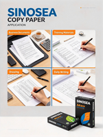 Papier Copie A4 Sinosea 70/75/80 g/m² en Rouleau Géant/Feuilles, 500 Feuilles/Rame - 5 Ramettes/Boîte, Compatible Jet d'Encre, Usage Industriel