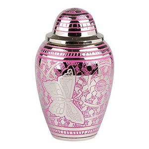 Urnes funéraires rondes en aluminium Art Déco faites à la main pour adultes, capacité 4-5L, impression personnalisée pour cendres humaines - Product Image 1
