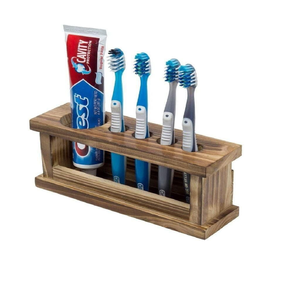 Multi-functional Simple Wooden Non-folding Toothbrush Holder Eco-Friendly <b>Bathroom</b> & Kitchen Storage Organizer Product For Sale - Product Image 2