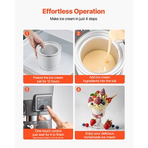 1,8 litri Impastatrice Elettrica da Banco con 6 Velocità, Funzione Gelatiera, Display Digitale LED, Timer, Frusta, Gancio per Impasto, Mixer per Alimenti - Product Image 5